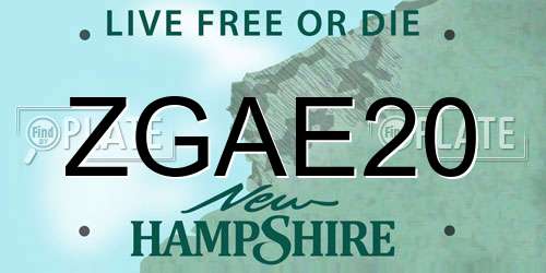 ZGAE20 New Hampshire License Plate