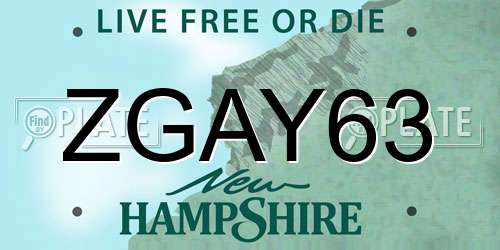 ZGAY63 New Hampshire License Plate
