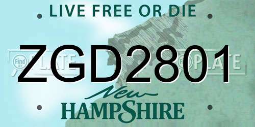 ZGD2801 New Hampshire License Plate