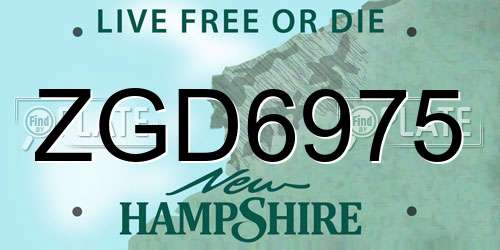 ZGD6975 New Hampshire License Plate