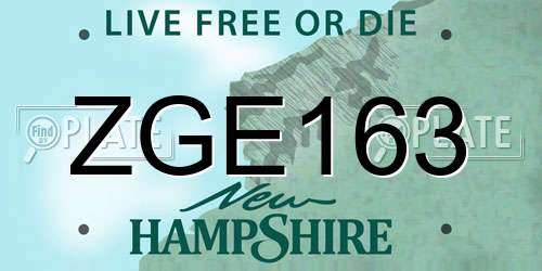 ZGE163 New Hampshire License Plate