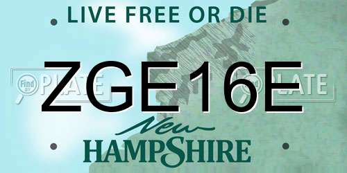 ZGE16E New Hampshire License Plate