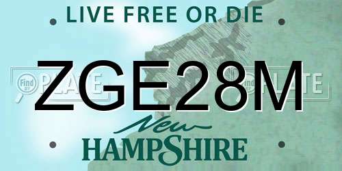 ZGE28M New Hampshire License Plate