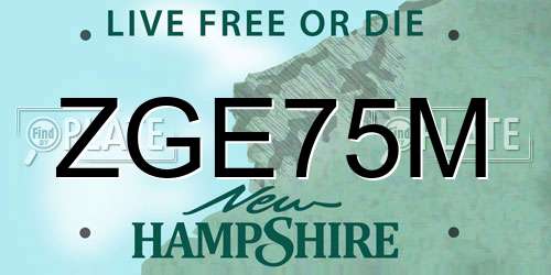ZGE75M New Hampshire License Plate