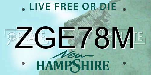 ZGE78M New Hampshire License Plate