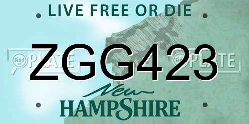 ZGG423 New Hampshire License Plate