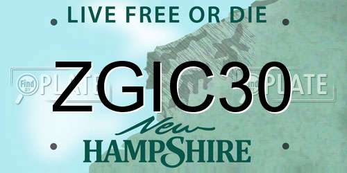 ZGIC30 New Hampshire License Plate