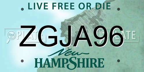 ZGJA96 New Hampshire License Plate