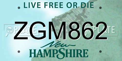 ZGM862 New Hampshire License Plate