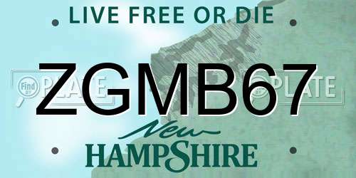 ZGMB67 New Hampshire License Plate