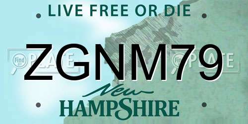 ZGNM79 New Hampshire License Plate