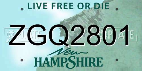 ZGQ2801 New Hampshire License Plate