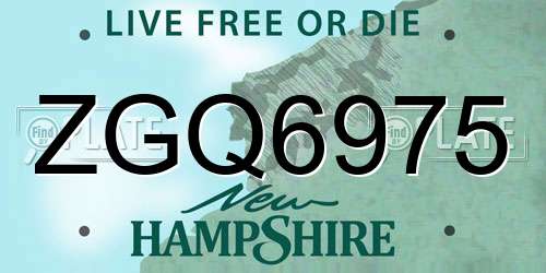 ZGQ6975 New Hampshire License Plate