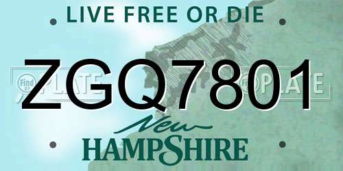 ZGQ7801 New Hampshire License Plate
