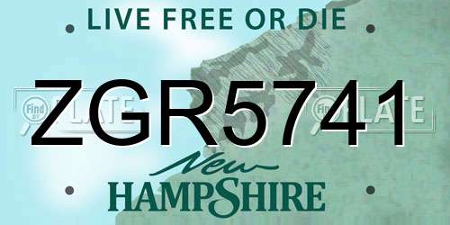 ZGR5741 New Hampshire License Plate