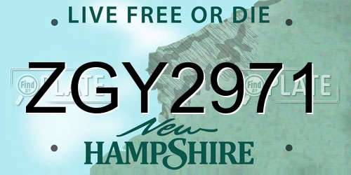 ZGY2971 New Hampshire License Plate