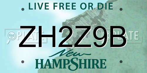 ZH2Z9B New Hampshire License Plate