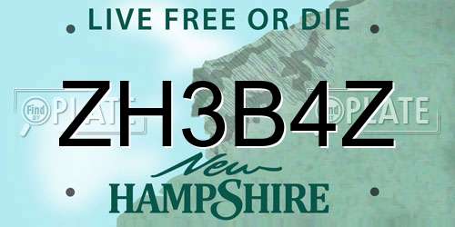 ZH3B4Z New Hampshire License Plate