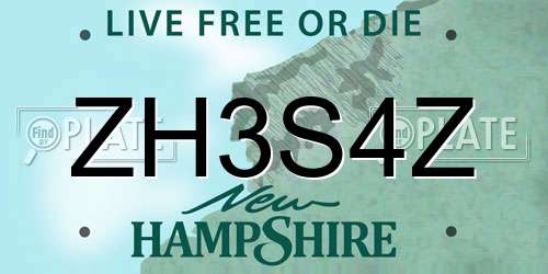 ZH3S4Z New Hampshire License Plate
