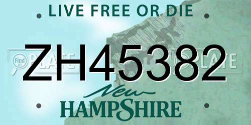 ZH45382 New Hampshire License Plate