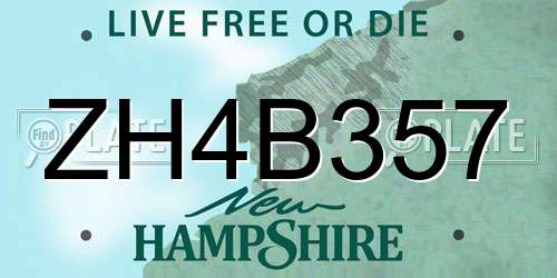ZH4B357 New Hampshire License Plate