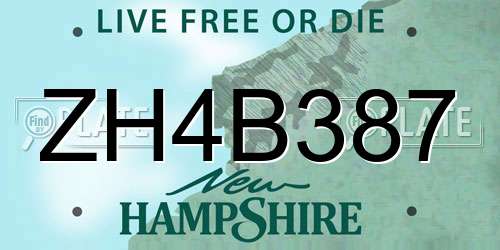 ZH4B387 New Hampshire License Plate