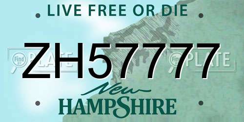 ZH57777 New Hampshire License Plate