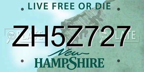 ZH5Z727 New Hampshire License Plate