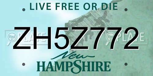 ZH5Z772 New Hampshire License Plate