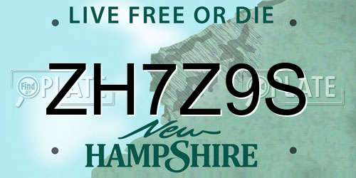ZH7Z9S New Hampshire License Plate