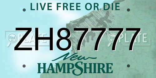 ZH87777 New Hampshire License Plate