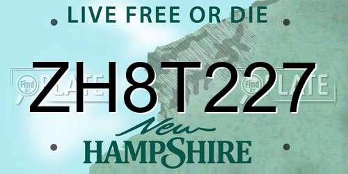 ZH8T227 New Hampshire License Plate