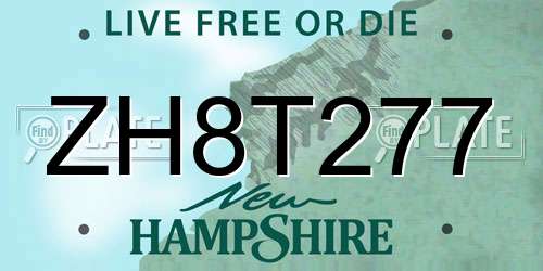 ZH8T277 New Hampshire License Plate