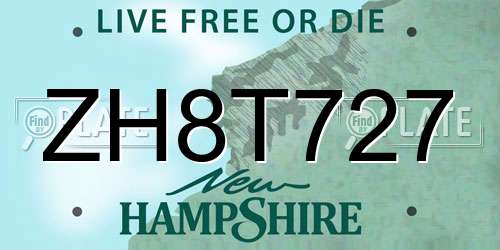 ZH8T727 New Hampshire License Plate