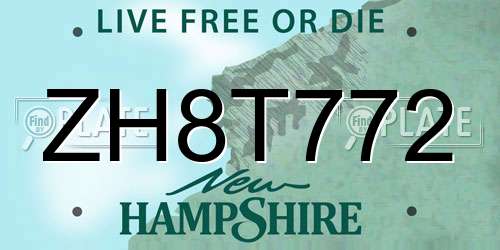 ZH8T772 New Hampshire License Plate