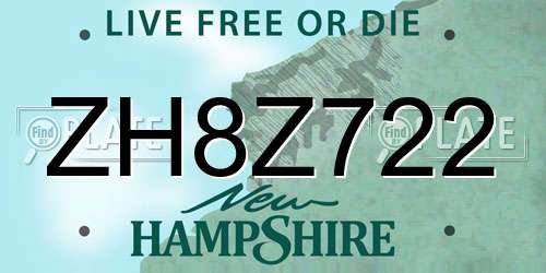 ZH8Z722 New Hampshire License Plate