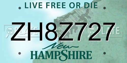 ZH8Z727 New Hampshire License Plate