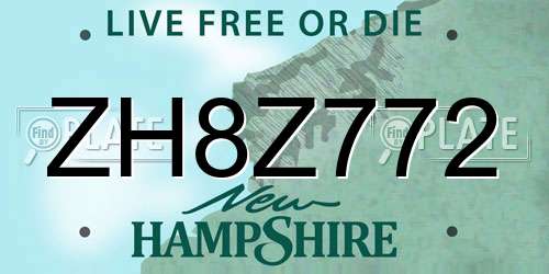 ZH8Z772 New Hampshire License Plate