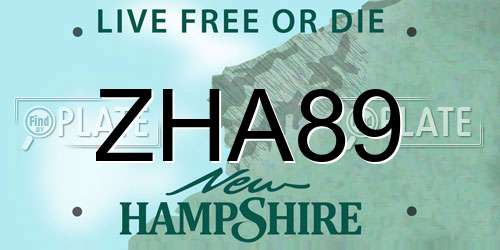 ZHA89 New Hampshire License Plate