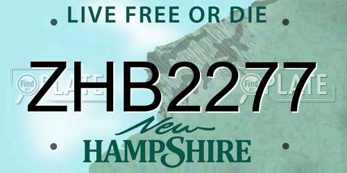 ZHB2277 New Hampshire License Plate