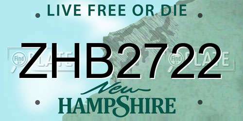 ZHB2722 New Hampshire License Plate