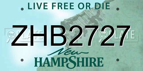 ZHB2727 New Hampshire License Plate