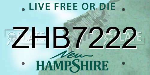 ZHB7222 New Hampshire License Plate