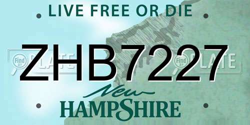 ZHB7227 New Hampshire License Plate