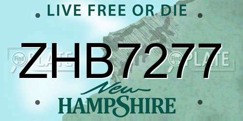 ZHB7277 New Hampshire License Plate