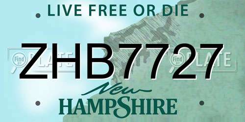 ZHB7727 New Hampshire License Plate