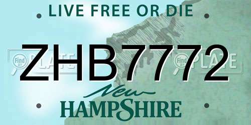 ZHB7772 New Hampshire License Plate