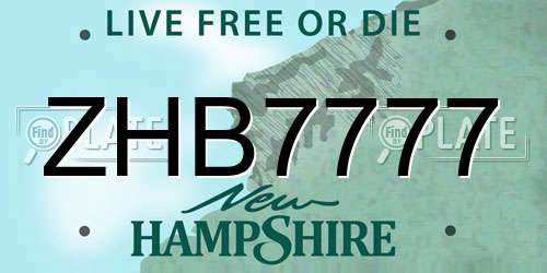 ZHB7777 New Hampshire License Plate