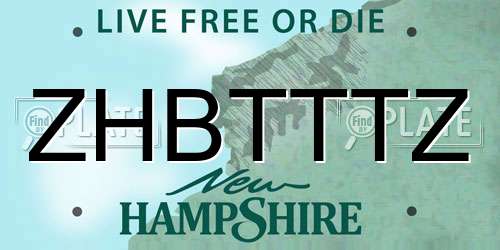 ZHBTTTZ New Hampshire License Plate