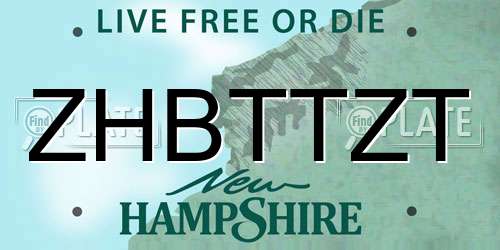 ZHBTTZT New Hampshire License Plate
